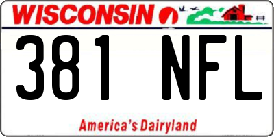 WI license plate 381NFL