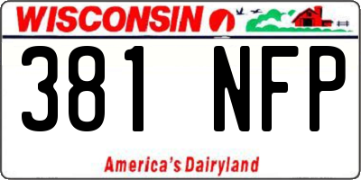 WI license plate 381NFP