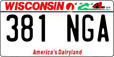 WI license plate 381NGA