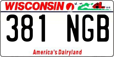 WI license plate 381NGB