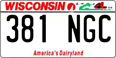 WI license plate 381NGC