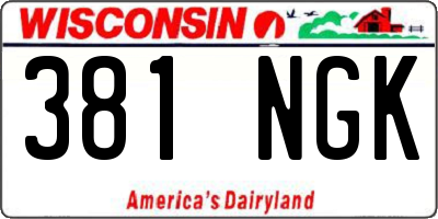 WI license plate 381NGK