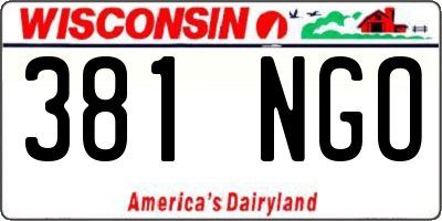 WI license plate 381NGO