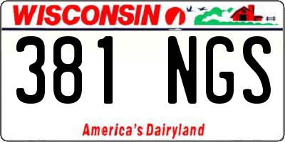 WI license plate 381NGS