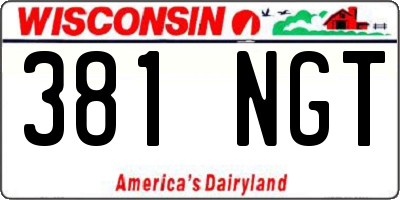 WI license plate 381NGT