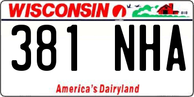 WI license plate 381NHA