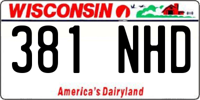 WI license plate 381NHD
