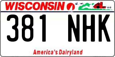 WI license plate 381NHK