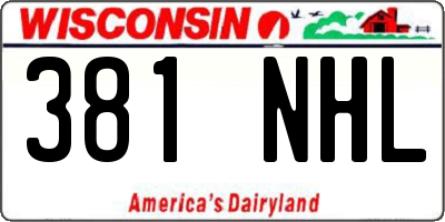 WI license plate 381NHL