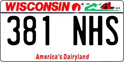 WI license plate 381NHS