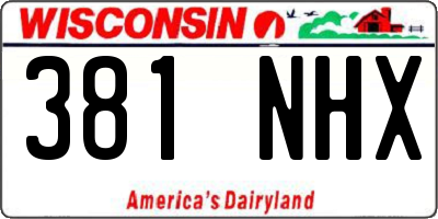 WI license plate 381NHX