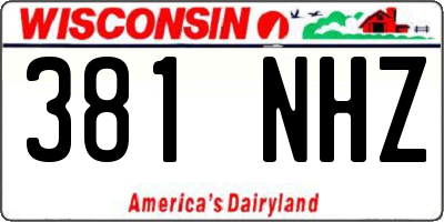 WI license plate 381NHZ