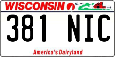 WI license plate 381NIC