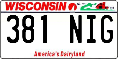 WI license plate 381NIG