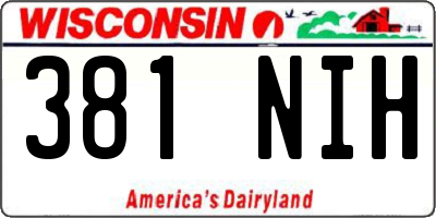 WI license plate 381NIH