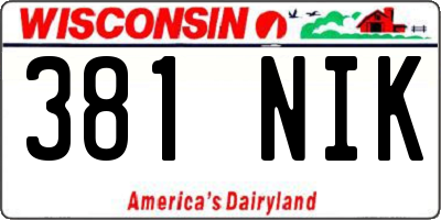 WI license plate 381NIK