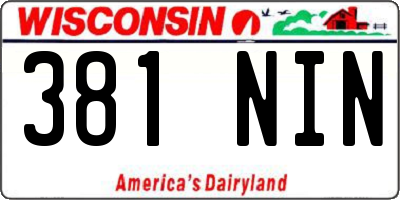 WI license plate 381NIN