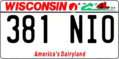 WI license plate 381NIO