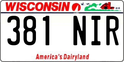 WI license plate 381NIR