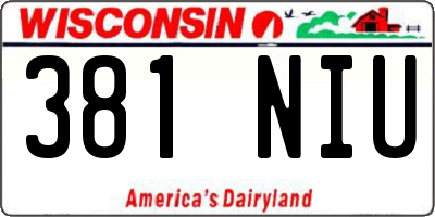 WI license plate 381NIU