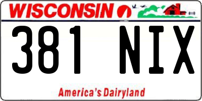 WI license plate 381NIX