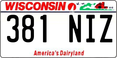 WI license plate 381NIZ