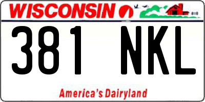 WI license plate 381NKL