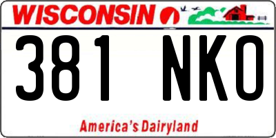 WI license plate 381NKO