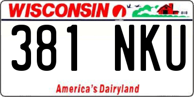 WI license plate 381NKU