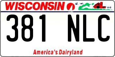 WI license plate 381NLC