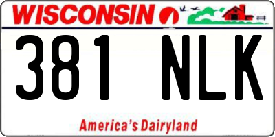 WI license plate 381NLK