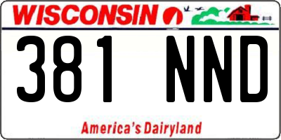 WI license plate 381NND