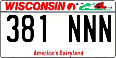 WI license plate 381NNN