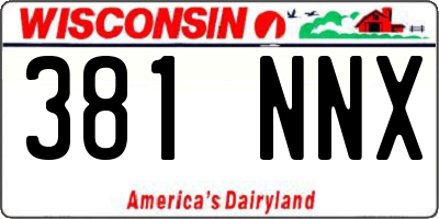 WI license plate 381NNX