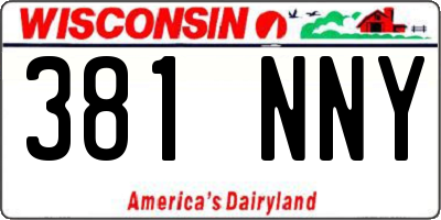 WI license plate 381NNY