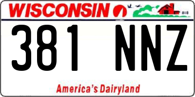 WI license plate 381NNZ