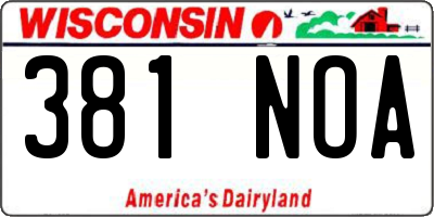 WI license plate 381NOA
