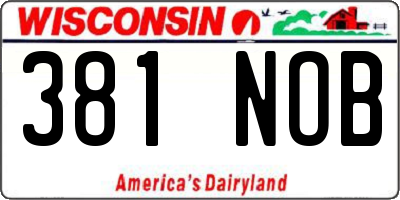 WI license plate 381NOB