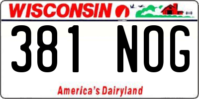 WI license plate 381NOG