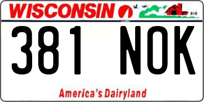 WI license plate 381NOK