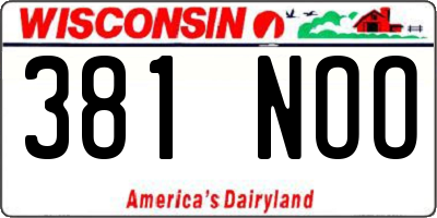 WI license plate 381NOO