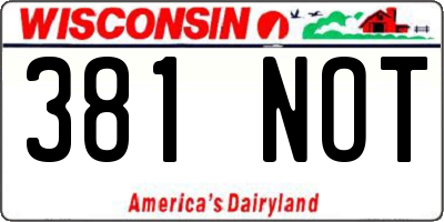 WI license plate 381NOT
