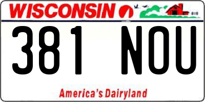 WI license plate 381NOU