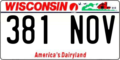 WI license plate 381NOV