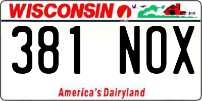 WI license plate 381NOX