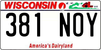 WI license plate 381NOY