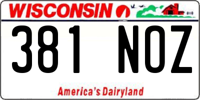 WI license plate 381NOZ