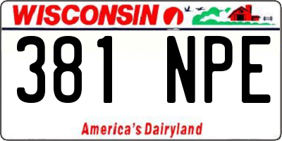 WI license plate 381NPE