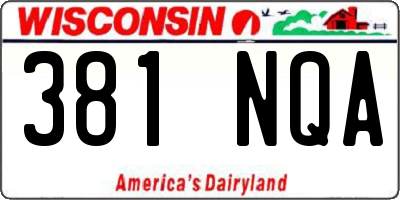 WI license plate 381NQA