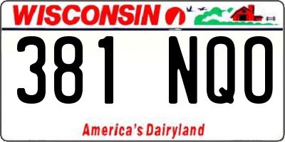 WI license plate 381NQO